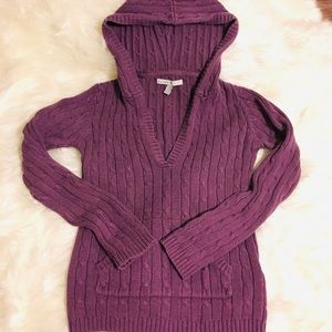 💜 OLD NAVY HOODED CABLE SWEATER, PURPLE, SZ S